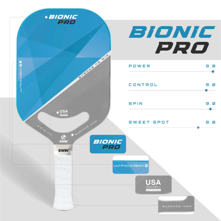 Vợt Pickleball Swin Bionic – Chất Liệu UltraCarbon Cao Cấp (Xanh Nước Biển)
