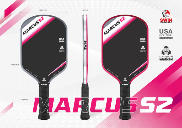  Vợt Pickleball Swin Marcus S2 Màu Hồng – Chất Liệu Carbon T700