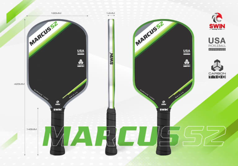 Vợt Pickleball Swin Marcus S2 Màu Xanh – Chất Liệu Carbon T700